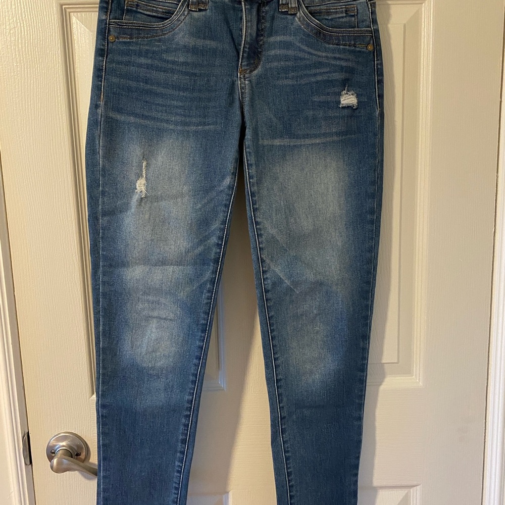 Democracy Blue Skinny Jeans with Distressed Details